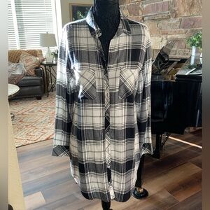 NWT Bella Dahl Monochrome Plaid Shirtdress Sz M